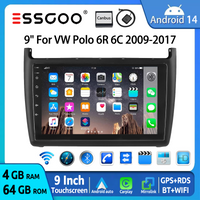 ESSGOO 4+64Go 9" 2 DIN pour VW Polo 6R 6C 2009–2017 Autoradio Android 14 Carplay Sans Fil Android Auto GPS FM WiFi BT Commandes au Volant RDS Mirror Link Écran Tactile Lecteur Vidéo Multimédia