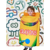 Yellow Crayon box shaped sponge dress up costume cute cartoon carnival party Halloween Christmas campus performance costume