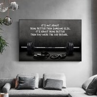 Moderne Sport kunst Poster und Drucke Wand Leinwand Kunst Lang hantel dekorative Malerei motivierendes Zitat für Fitness-Studio-Fitness-Liebhaber