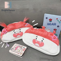 Pink Hair Funny Big Capacity Plush Pencil Bag Creative Cartoon Big Mouth Girl Pens Storage Case Portable School Stationery Gift