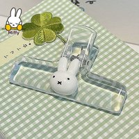 Kawaii Miffy Jelly Clip Sticky Note Holder Miffy Rabbit Transparent Jelly Clip File Folder Acrylic PP Clip Storage Photo Folder