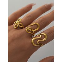 Stainless Steel Gold Color Rings for Women Men 2025 Colorfast Popular Party Personalized Exaggerated Charms Jewelry Gifts
