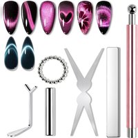 6Pcs Cat Eye Nail Magnet Kit French Tips Heart Effect Stick For Gel Polish Manicure Design Professional Tool Set