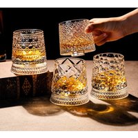 2Pcs 280 ML Whiskey Glass Transparent Wine Glass Household Heat-resistant Rotatable Beer Cup Party Drinkware Foreign wine cup