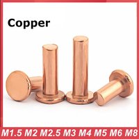 M1.5 M2 M2.5 M3 M4 M5 M6 M8 GB109 Copper Rivet Flat Thin Round Head Solid Rivet Percussion Punch Self-plugging Fixed Rivets