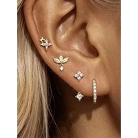 4PCS/8PCS Fashion Stainless Steel Zircon Star Ear Studs Sets For Women Geometry Hoop Earring Engagement Birthday Jewelry Gift