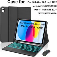 Case for iPad A16 11 Inch 2025 A3355 A3356 A3354,Bluetooth Keyboard cover for iPad 10th 10.9 Inch 2022 A2696 A2757 A2777 A3162