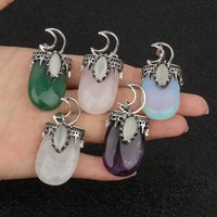 1pcs 45x22x15mm Natural Stone Amethyst Moon Eye Shape Pendant For Jewelry Making DIY Necklaces Daily Wearing Gifts Accessories