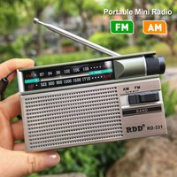 Portable FM AM Radio Mini High Sensitivity Retro Radios with Retractable Antenna 3.5mm Headphones Jack Rechargeable Vintage Rad