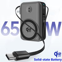 Solid-state Battery 65W GaN USB C Charger Power Bank Qi2.2 25W Magnetic Wireless Fast Charger for iPhone iWatch Laptop Powerbank