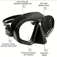 Tempered Glass Freediving Mask Foldable Snorkel J-Type Diving Mask Snorkeling Set Waterproof Anti-Fog Snorkel Set