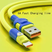 6A Fast Charging USB C Cable Liquid Soft Silicone Data Cord For Samsung Huawei Xiaomi 1M 1.5M 2M Mobile Phone Charger Wire