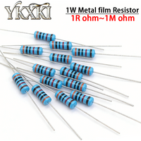 20PCS 1W 1% Metal film resistor 1R ~ 1M 2R 10R 22R 47R 100R 330R 1K 4.7K 10K 22K 47K 100K 330K 470K 1 2 10 22 47 100 330 ohm