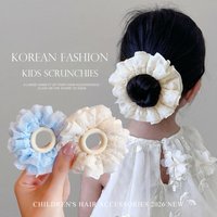 2026 New Soft Solid Chiffon Ruffle Hair Scrunchies for Kids Children Women High Elastic No Hurt Hair Korean Hair Accessories