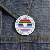 Creative circular rainbow stripes English letters Enamel Pins Warm confession words couples Brooches Lapel Badges Jewelry Gifts