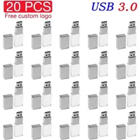 20 PCS JASTER Crystal USB 3.0 Flash Drive 128GB Free Custom Logo Memory Stick 64GB Delicate Business Gift Pen Drive 32GB U Disk