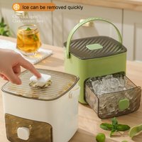 Portable Press Ice Cube Mold Ice Making Box Large Capacity Ice Storage Box Double Layer Ice Maker Refrigerator Freezer with Tong