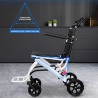 Portable Folding Wheelchair for Elderly Seniors, Transit Travel Transport Wheelchair Support 180lbs, Lightweight Wheelchair