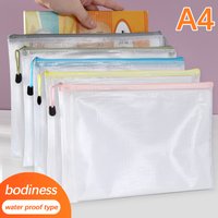5Pcs Mesh A4 Zipper Pouch Document Bag 10Color Choices Waterproof Folder Supplies Pencil Case Storage Bags