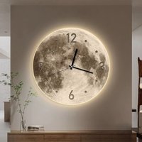20 Inch Fashions Wall Clock Dining Room Living Moon The Earth Modelling LED Light Silent Movement Bedroom Clock Wall Decoration