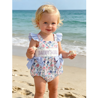 Baby Girl Father's Day Floral Romper 0-2T Gingham Big Bow DADDY'S GIRL Embroidery Summer Sling Onesie