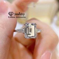 CC White Propose Rings Women Wedding Jewelry Engagement Party Accessories AAAAA Shine Rectangle Zircon Stone Best Gift CC1663