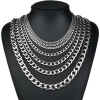 YQ 3MM-10MM 316L Stainless Steel Cuban Chain Necklace For Men Jewelry Accessories Neck Male Chains