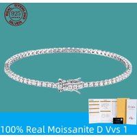 100% S925 Sterling Silver 2-6mm Real Moissanite Tennis Bracelet for Women Wedding Jewelry Christmas Exquisite Gift