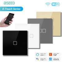 BSEED WIFI Touch Switch 1/2/3/4Gang Glass Smart Wall Light Switch Touch Screen Backlight Control Aleax Smart Life App E Series