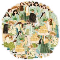 Etori Life Forest-Themed Artistic Gardening Girl Stickers, Fresh Green Plant Garden Style DIY Collage Decorative Stickers Suitable for Laptops, Phone Backs, Suitcases, Photo Albums, Diaries,
