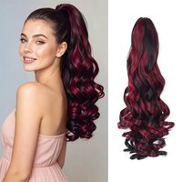 Synthetic Claw Clip Ponytail Hair Extensions 20inch Long Curly Ponytail Tail Hairpieces for Women Ladies