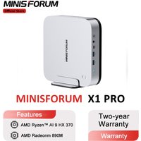 MINISFORUM AI X1 Pro Mini PC AMD Ryzen AI 9 HX 370 DDR5 96GB 2TB WiFi 7 Copilot AI 135W Adapter Dual 2.5G LAN Office PC Gaming