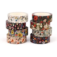 2025 NEW 1PC 10M Decor Wild Flowers Paper Washi Tapes Set for DIY Scrapbooking Adhesive Masking Tape Cute Journaling Stationery
