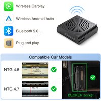 AINAVI NTG4.5 Carplay-Adapter für Mercedes Benz A B C E CLA GLA GLK ML NTG 4.5, kabelloses CarPlay, Android Auto, AirPlay, 2013-2015, NTG 4.7 Navigation, Plug-and-Play, passend für BENZ