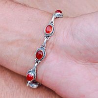 Retro Charm Black Onyx Silver Color Chain Bracelets for Women Men Boho Western Style Oval Gemstone Bangle Daily Wear Jewelry