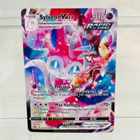Pokemon Sylveon VMAX TG15/TG30 English DIY Card with Holographic Texture, Perfect Condition Premium Anime Collection Card