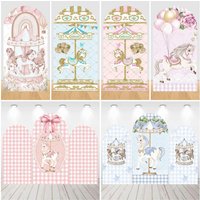 Carousel Theme Arch Cover Backdrop Balloons Flowers Baby Shower Boys Girls Birthday Party Decor Photo Photographic Background