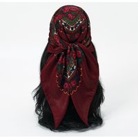 70*70cm Russian Flower Printed Square Cotton Scarf Women Bandana Scarves Boho Style Thin Warm Sunscreen Headscarf Hijab