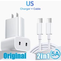 PD 40W Dual Ports Type C Charger USB C To Type C Data Cable Fast Charging Mobile Phone Adapter For iPhone Xiaomi Huawei Samsung