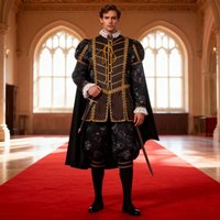 Men's Tudor Medieval Cosplay Costume Queen Elizabethan Renaissance Adult Men's Tudor Clothing 17th Century Men's Suit with cape
