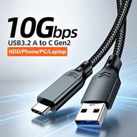 10Gbps USB A to Type C Gen2 Data Transfer SSD Hard Disk Cord USB 3.2 Type C Cable 3A 60W QC 3.0 Fast Charging Phone Charger Wire
