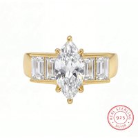 925 Silver Fashion Shiny Marquise Rectangle Zircon Ring For Women Engagement Wedding Luxury High Quality Fine Jewelry