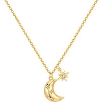 PANPOKI 925 Sterling Silver Golden Star Moon Necklace Pendant Necklace for Women Birthday Gifts Fashion Fine Jewelry