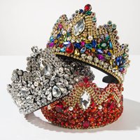 European and American Baroque Full Diamond Inlaid Pearl Crown Headband High-end Shiny Wedding Hair Accessory