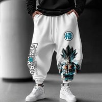 Dragon Ball Goku White Cotton Pants with Cuffed Ankles Unisex Anime Harem Pants Plus Size Wide Leg Joggers Loose Street Style