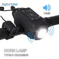 Bike Horn Light 110DB USB Rechargeable Bicycle Front Light Electric Bell Remote Control Horn Bike Light Night Cycling Accessorie