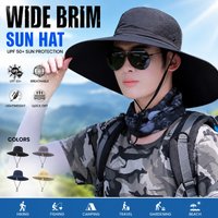 Summer Large Brim Polyester Sun Hat UV Protection Breathable Mesh Cap Foldable Men and Women Outdoor Fishing Hiking Beach Caps