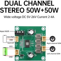DC 5V-26V 50W+50W 2.0-channel digital Class D stereo audio amplifier board TPA3116 Suitable for home cinema systems etc.