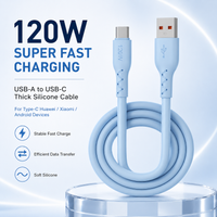 120W Super Fast Charging Cable USB A to USB C Thick Silicone Cable for Huawei Xiaomi Android Type C Phones
