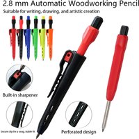 3Pcs 2.8mm Carpenter Pencil, Deep Hole Mechanical Pencil Marker with Built in Sharpener for Architect Woodworking Marking Tool